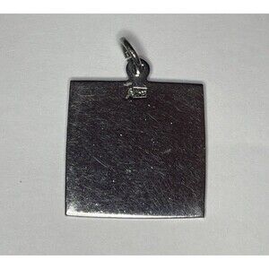 Vintage Coro Craft Silver Tone Blank Square Pendant 1.25 Inch Ready To Engrave
